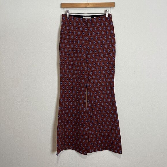 Anthropologie Jonie Purple Brown Printed Knit Flared Pants Women's Size Small - Picture 3 of 7